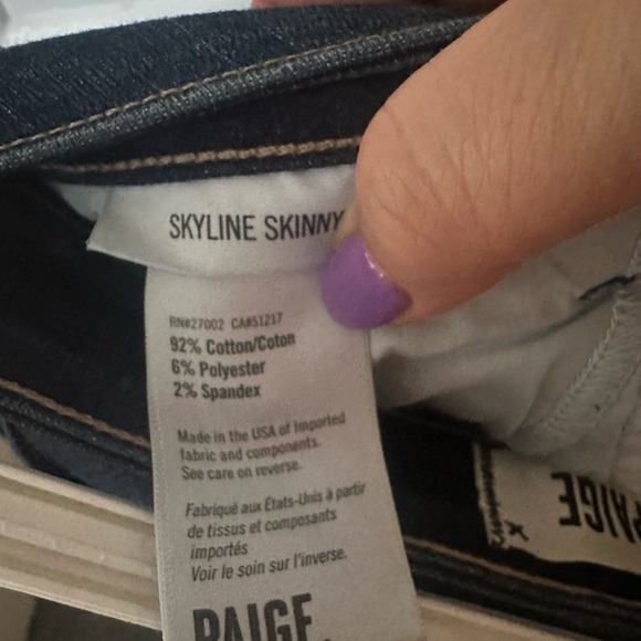 PAIGE Skyline Skinny Jeans Size 28 - Picture 9 of 9